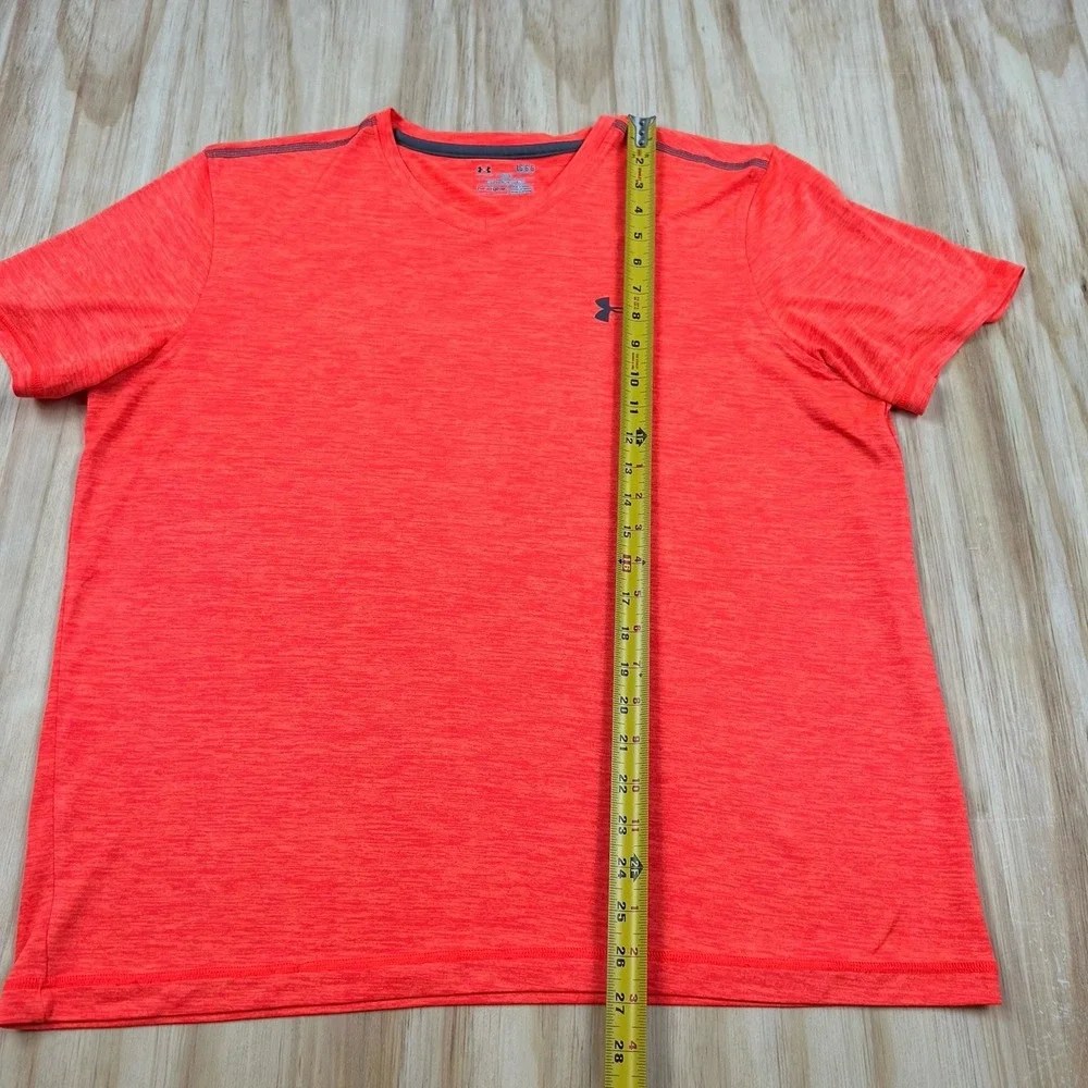 Under‎ Armour Men's L Neon Orange HeatGear T-Shirt Short Sleeve Athletic